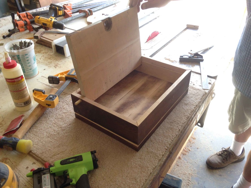 Wooden Box In Progress Lid Open