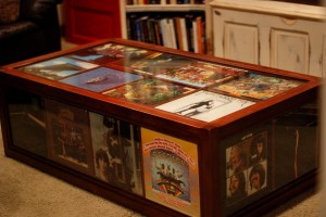 Record Album Coffee Table Made Out Of Cherry Wood    