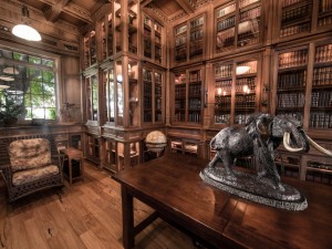 Doug Sr. Home Library Showing Front Yard Window and Longest Wall of Shelving       