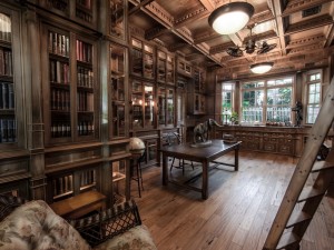 Doug Sr. Home Library Overall View with Backyard Window       